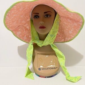 Free People orange and Green Lace Sun Hat